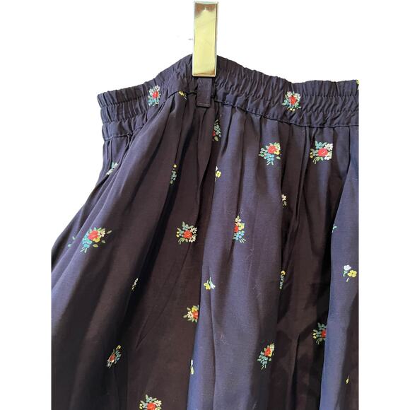 Vintage 90s ESPRIT Blue Floral rayon midi skirt - Picture 3 of 7
